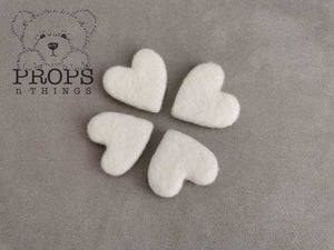 Felted Hearts White